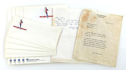 WONDER WOMAN (1975 - 1979) - Signed Wonder Woman (Lynda Carter) Hand-Written Steve Trevor 'War Department' Typed Letter and Letterhead With Envelopes