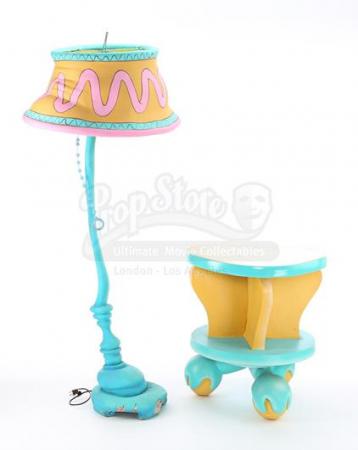 IN SEARCH OF DR. SEUSS (1994) - Dr. Seuss-Style Floor Lamp and Round Yellow Side Table With Turning Top