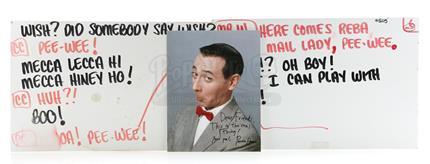 PEE-WEE's PLAYHOUSE (1986 - 1991) - Two Production Pee-Wee Herman (Paul Reubens) Cue Cards and Pee-Wee Signed Photo