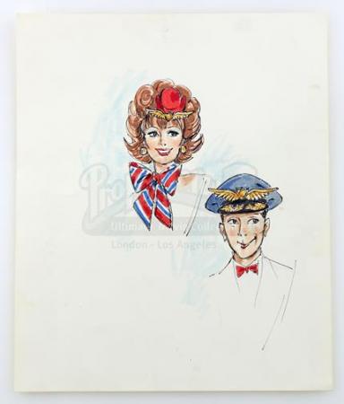 PEE-WEE's PLAYHOUSE (1986 - 1991) - Hand-Drawn Pee-Wee Herman (Paul Reubens) and Miss Yvonne (Lynne Marie Stewart) Costume Design