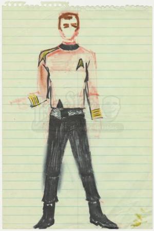 STAR TREK: THE ORIGINAL SERIES (1966 - 1969) - William Ware Theiss Hand-Drawn Costume Sketch Of Uss Enterprise Bridge Uniform