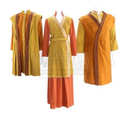 STAR TREK: THE NEXT GENERATION (1987 - 1994) - Three Aldean Alien Gold Tunic Costumes