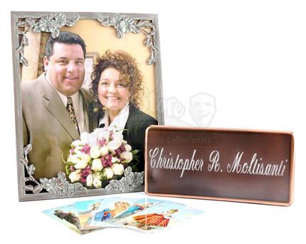 THE SOPRANOS (1999 - 2007) - Christopher R. Moltisanti's Coffin Plaque, Prayer Cards and Baccalieri Wedding Photo