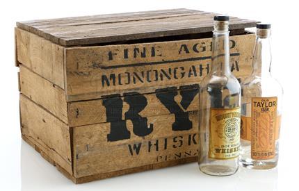 BOARDWALK EMPIRE (2010 - 2014) - Prohibition-Era Light Wood Whiskey Crate and Whiskey Bottles